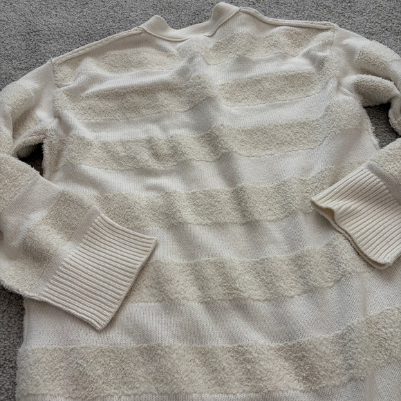 Anthropologie Daily Practice Long Striped Cardigan Womens L Cream Textured Cozy - Picture 8 of 8